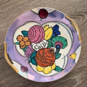 Noritake Floral Ceramic Plate with Gold Handles